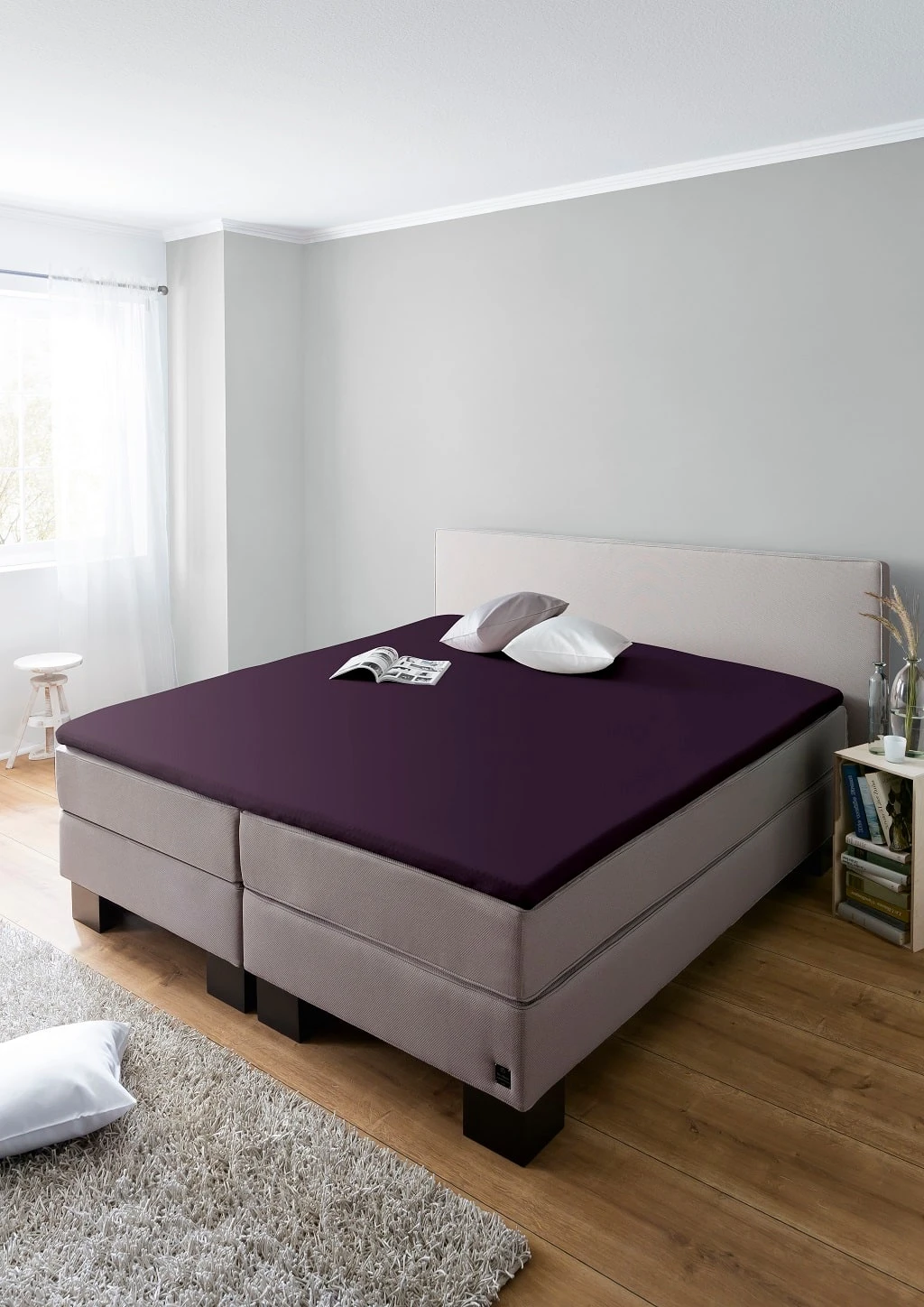 Schiesser Topper-Spannbettlaken In Aubergine