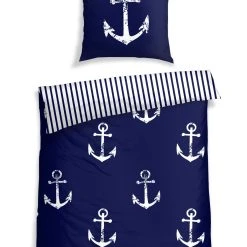 Schiesser Wendebettwäsche-Set Marina In Maritimem Look In Marine Und Weiß