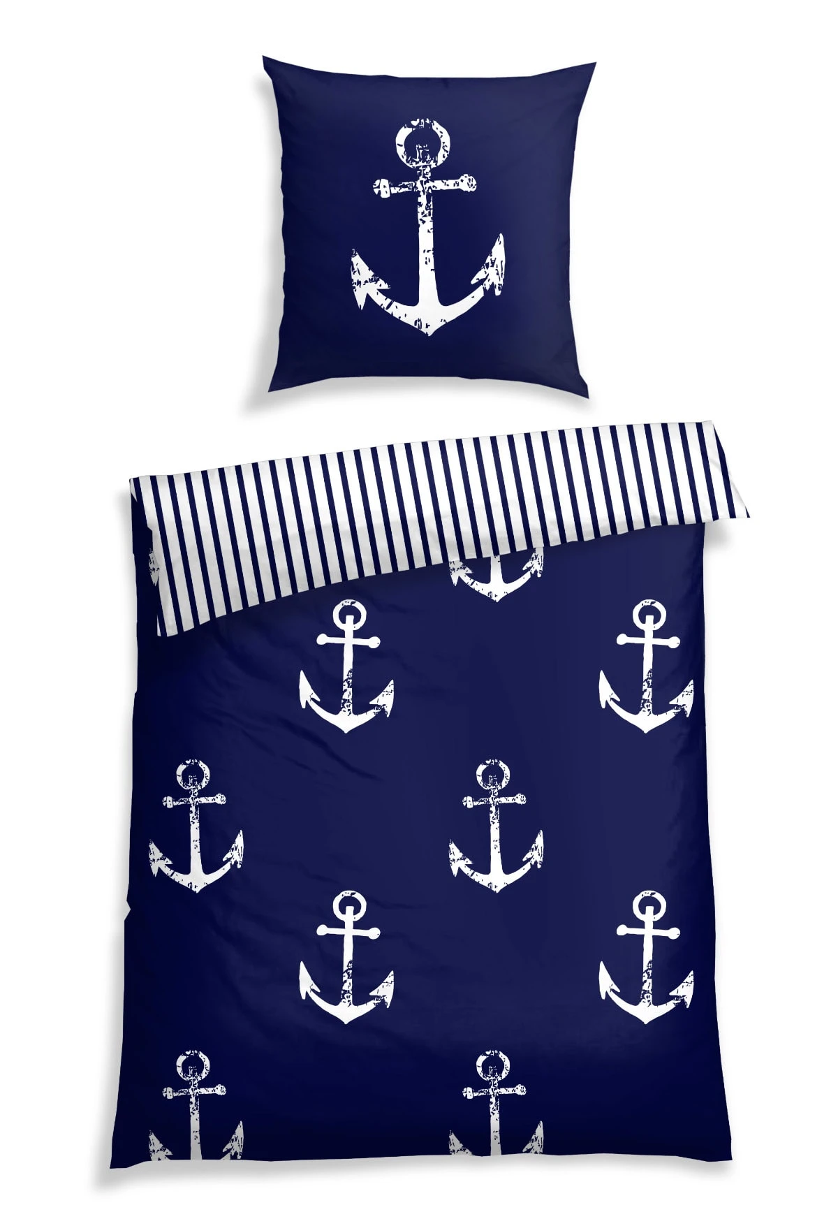 Schiesser Wendebettwäsche-Set Marina In Maritimem Look In Marine Und Weiß
