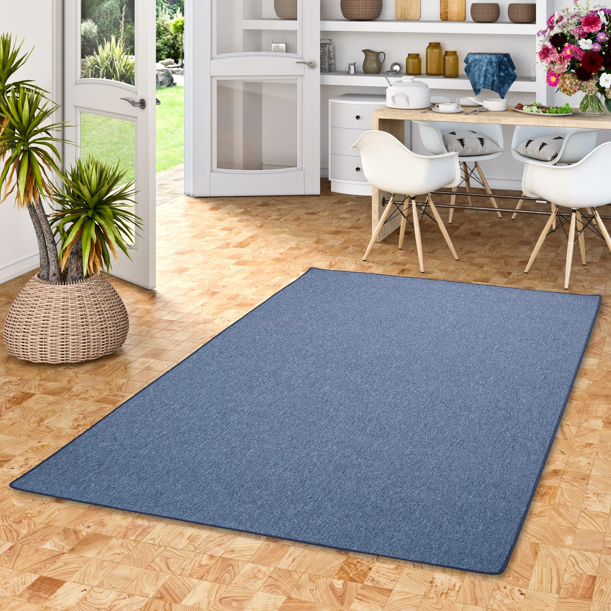 Snapstyle Feinschlingen Velour Teppich Strong In Dunkelblau – Bild 5