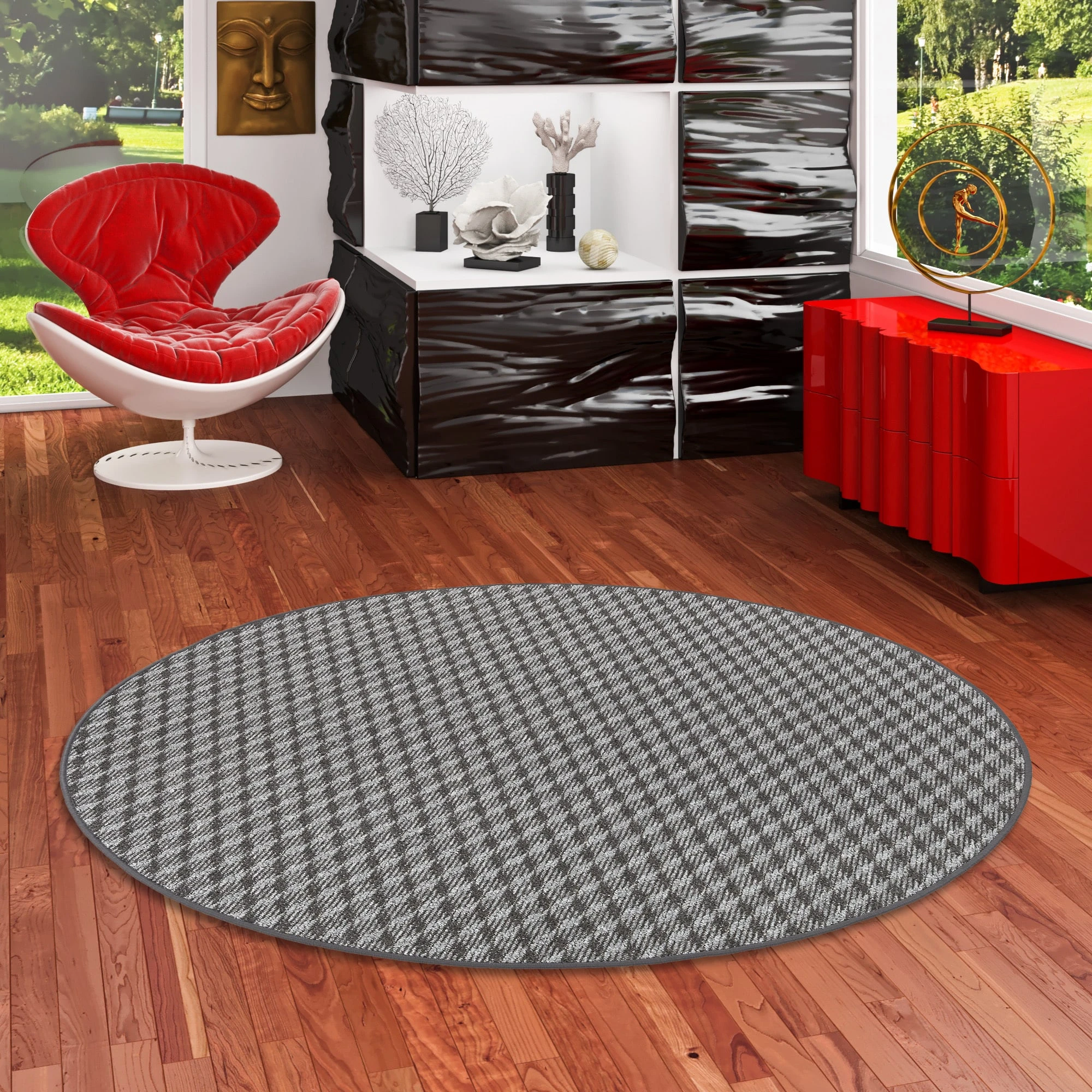 Snapstyle Schlingen Teppich Modern Diamond Rund In Antraciet – Bild 5