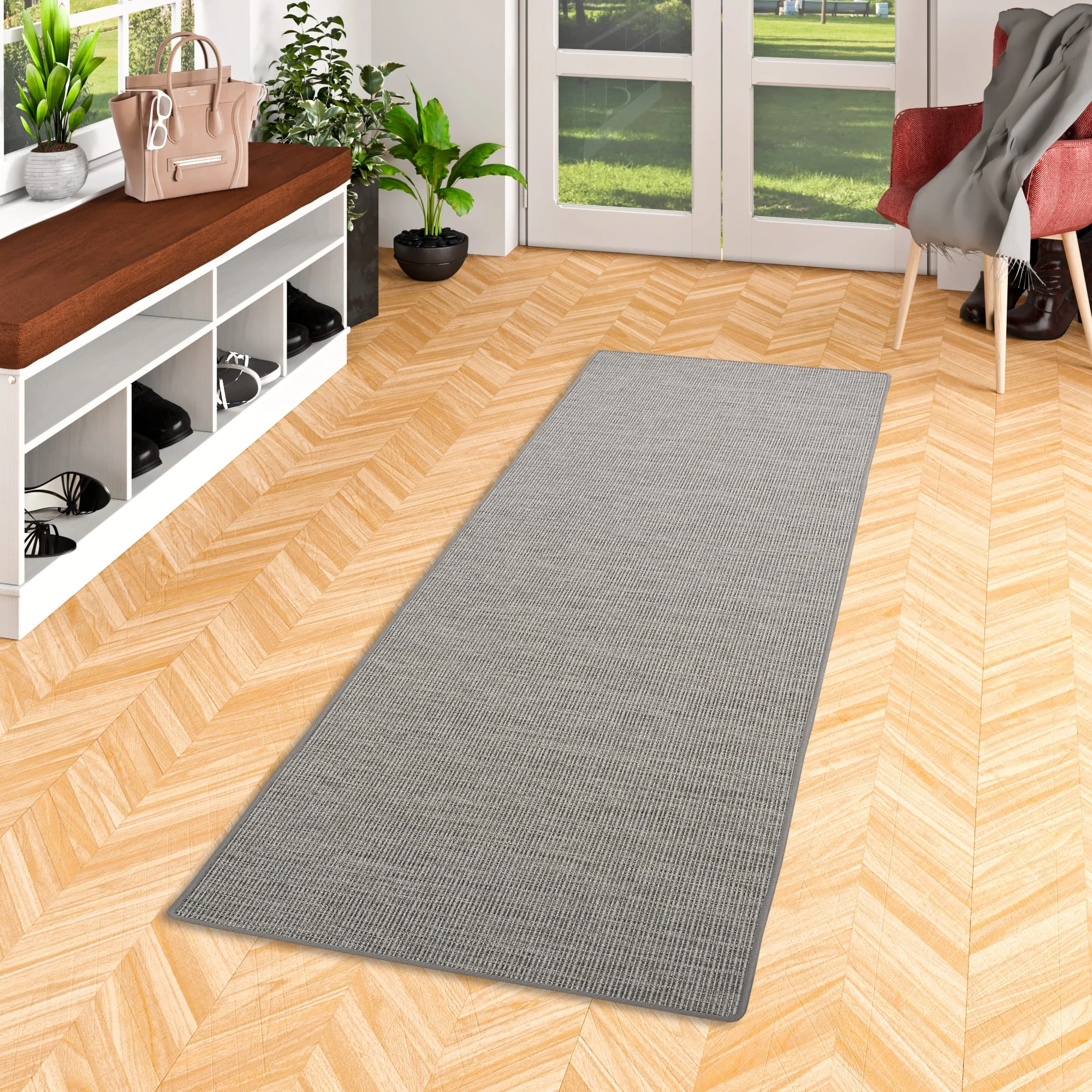 Snapstyle Sisal-Optik Designer Teppich Läufer Pure Meliert In Grijs – Bild 5