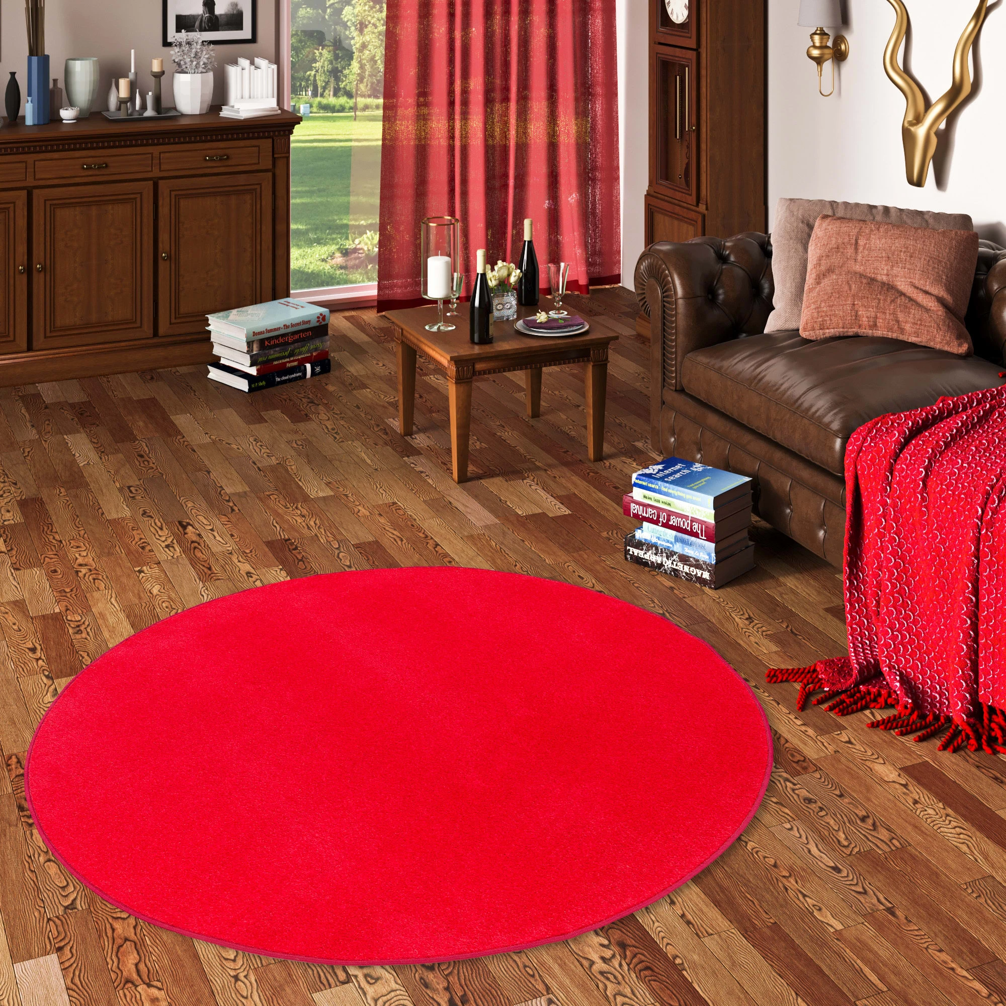 Snapstyle Trend Velours Teppich Joy Rund In Knallrot – Bild 5