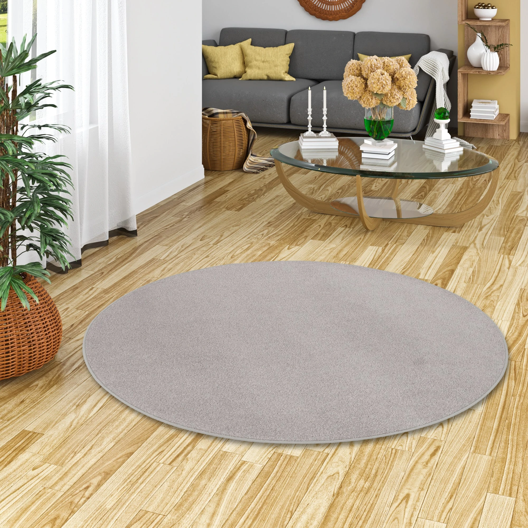 Snapstyle Trend Velours Teppich Joy Rund In Zwart – Bild 5