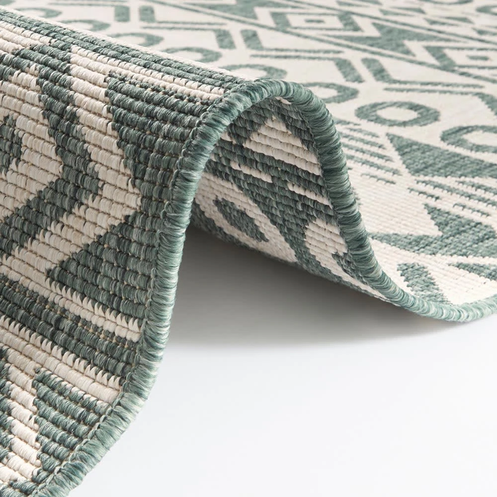 Teppich Boss In- & Outdoor Wendeteppich Aztec Grün/creme – Bild 2