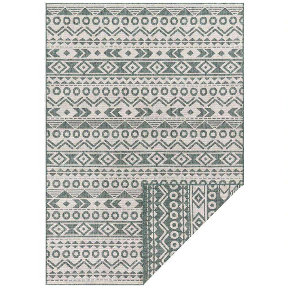 Teppich Boss In- & Outdoor Wendeteppich Aztec Grün/creme