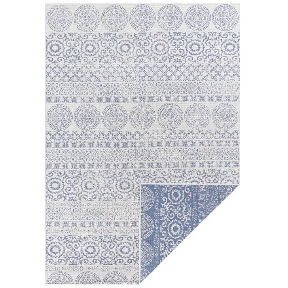 Teppich Boss In- & Outdoor Wendeteppich Ornato Blau/creme