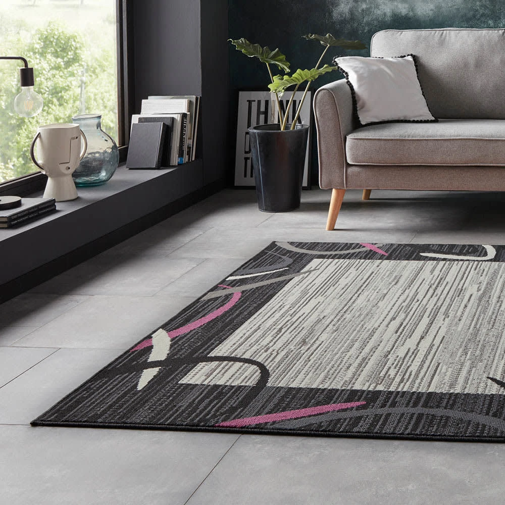 Teppich Boss Kurzflor Teppich Freaky Schwarz/violett – Bild 4