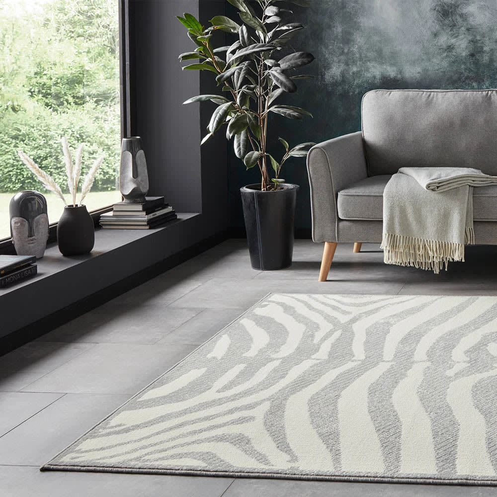 Teppich Boss Kurzflor Teppich Zebra Creme/grau – Bild 3