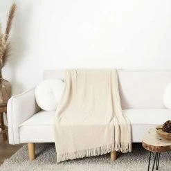 The Home Deco Factory Plaid In Beige - (L)150 X (B)120 Cm