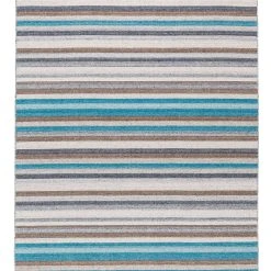 THEKO Natur Teppich Kelim Capri Streifen In Petrol