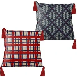 Tierra Bella Kissenhülle "Frames" In Rot/ Blau - (L)45 X (B)45 Cm