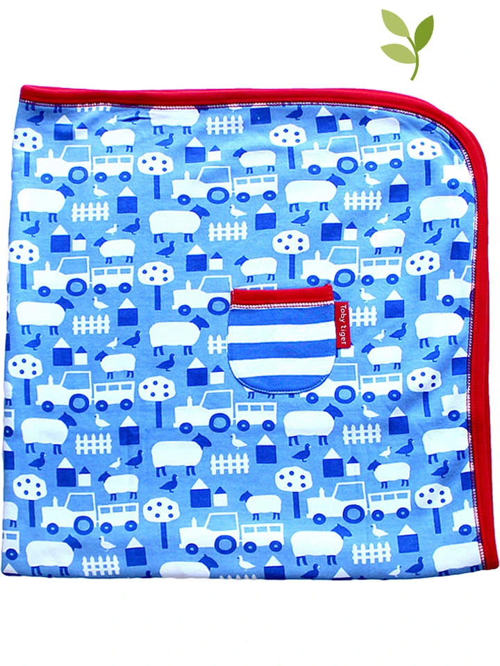 Toby Tiger Decke In Hellblau/ Weiß - (L)70 X (B)70 Cm