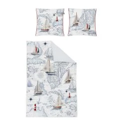Traumschlaf Bettwäsche Segelboot Und Leuchtturm In Weiß