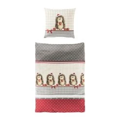 Traumschlaf Bettwäsche Weihnachtsbettwäsche Igel In Grau