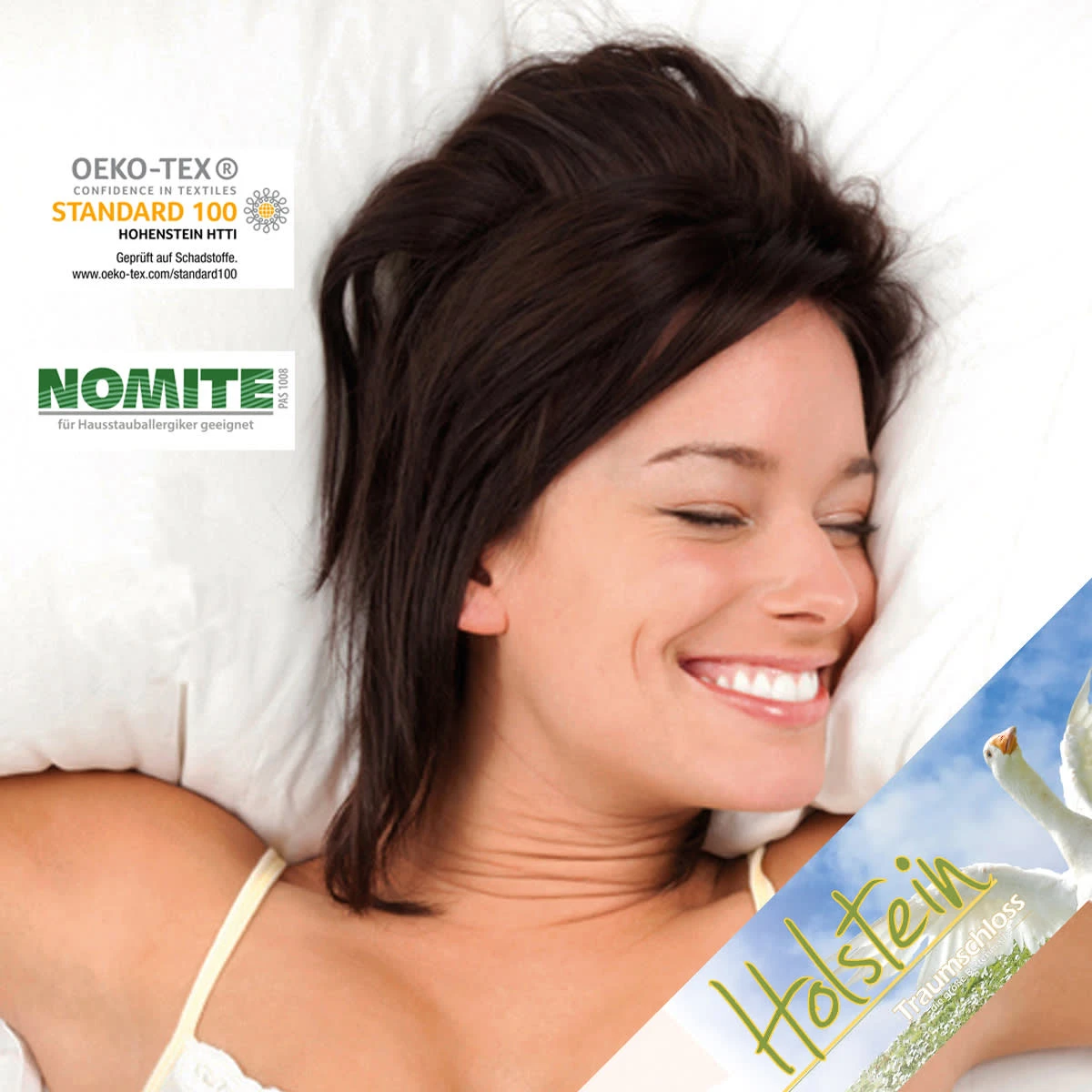 Traumschloss Holstein Daunen Doppelkammer Kopfkissen In Weiß – Bild 3