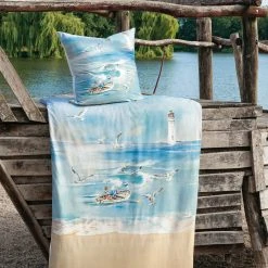 Traumschloss Satin Bettwäsche Garnitur - Meerblau In Blau