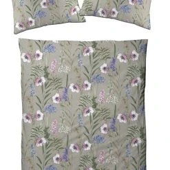 Traumschloss Satin Bettwäsche Garnitur - Mohnblume In Grau