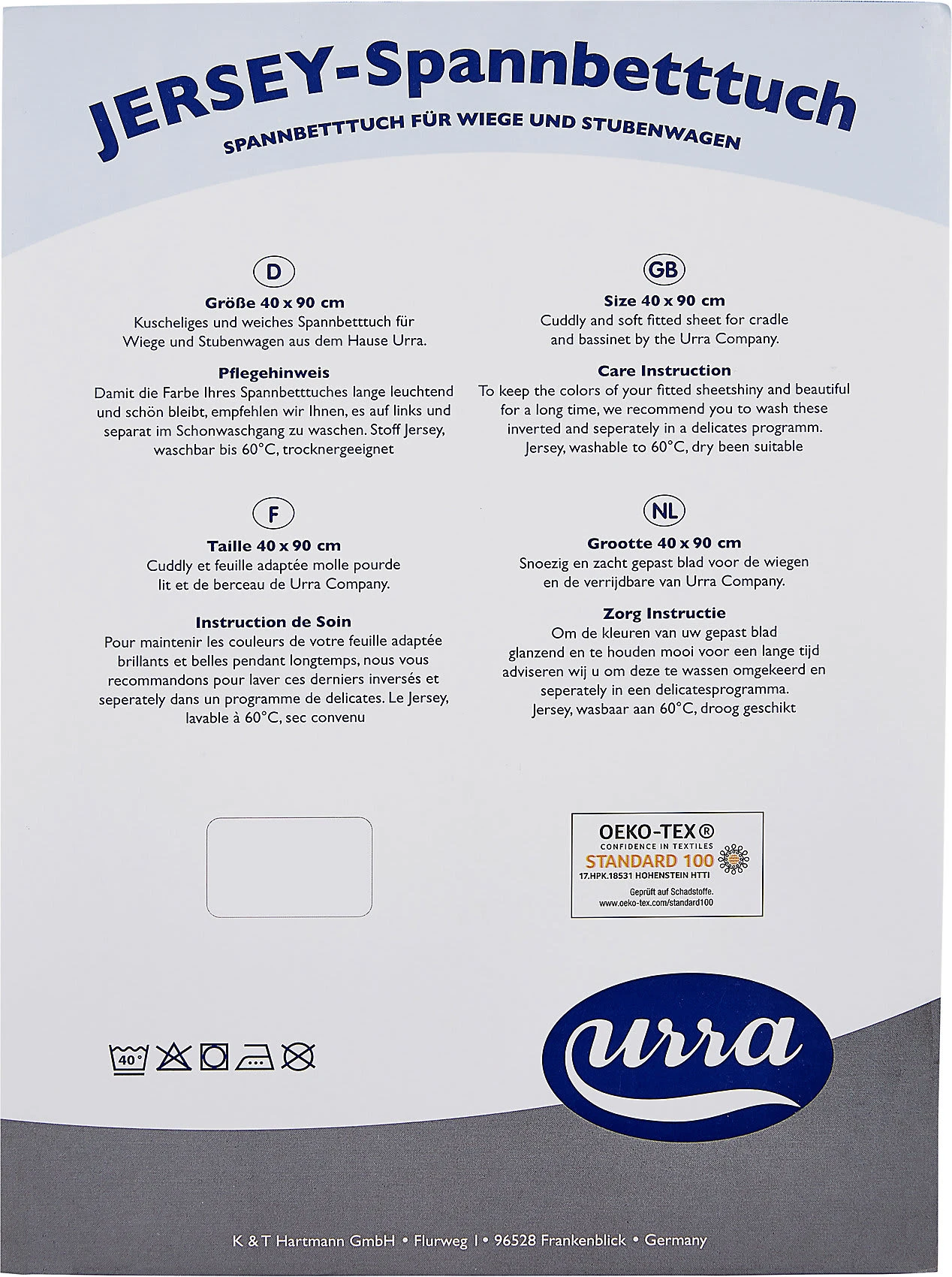 Urra Jersey Spannlaken Weiß/rosa, 40 X 90 Cm, 2er Pack – Bild 3