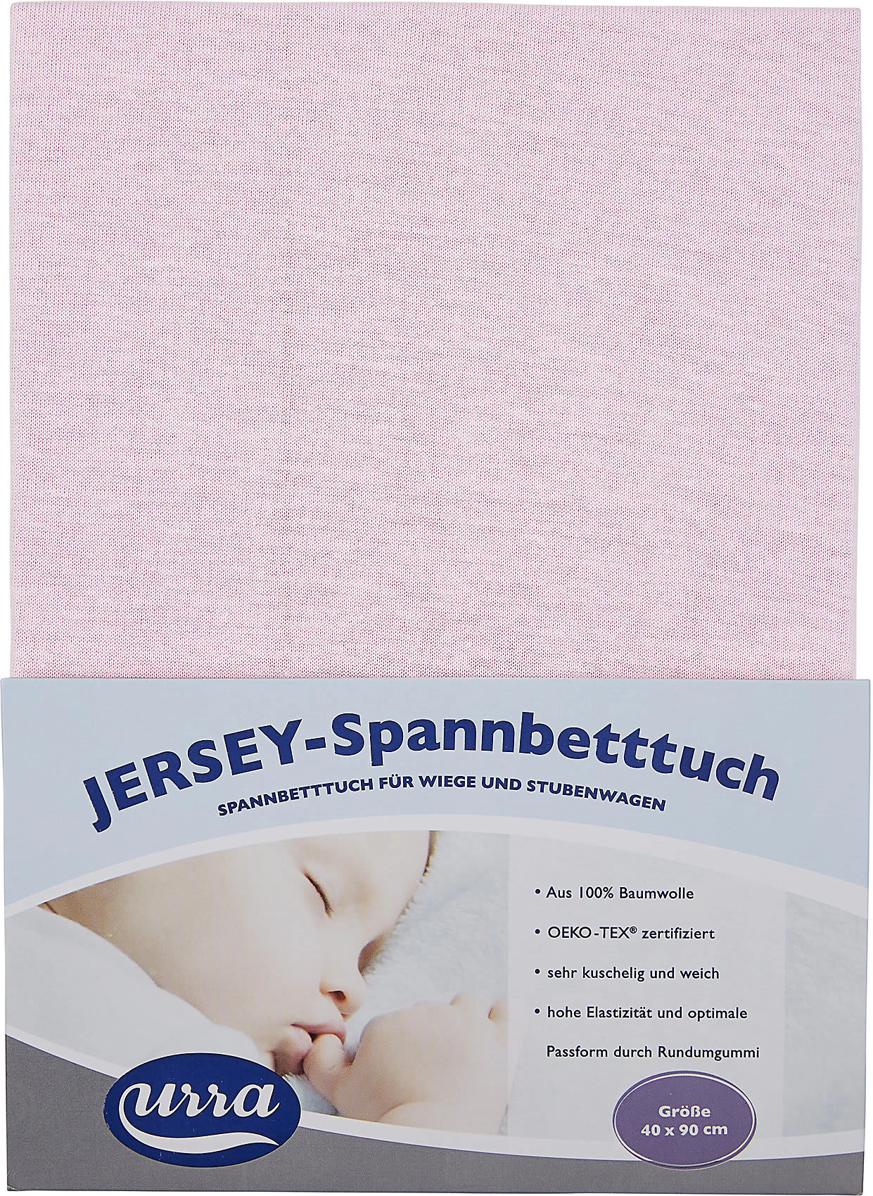 Urra Jersey Spannlaken Weiß/rosa, 40 X 90 Cm, 2er Pack