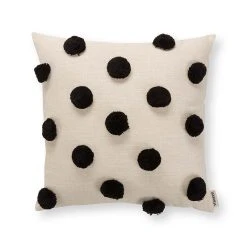 VTwonen Kissen "Square Pompom " In Schwarz - (L) 45 X (B) 45 Cm