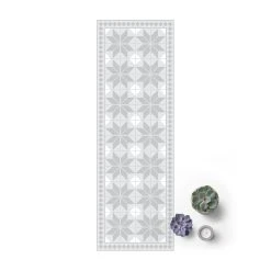 WallArt Vinyl-Teppich - Geometrische Fliesen Sternblume Mit Bordüre In Grau