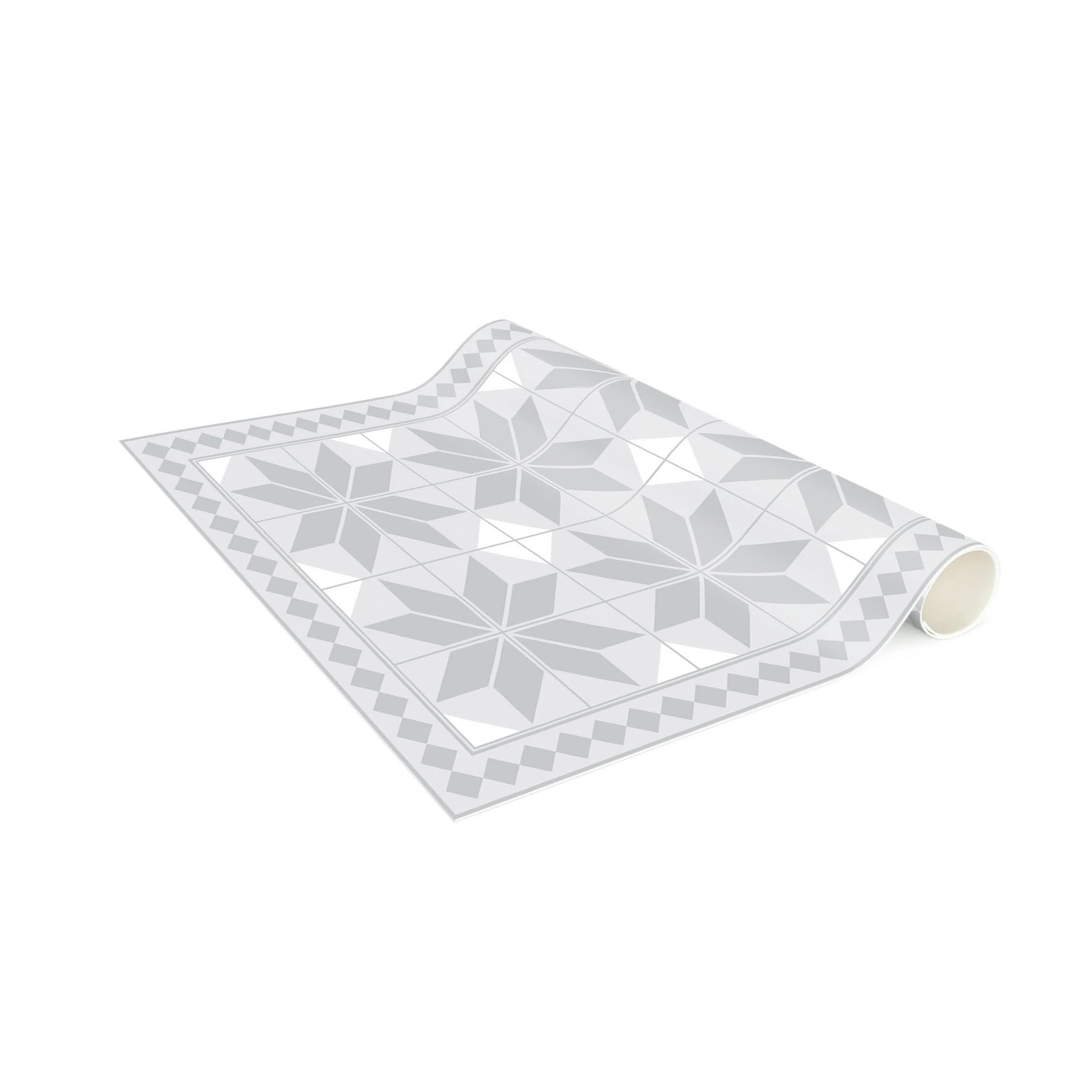 WallArt Vinyl-Teppich - Geometrische Fliesen Sternblume Mit Bordüre In Grau – Bild 6