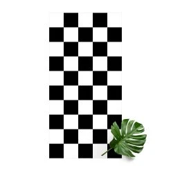 WallArt Vinyl-Teppich - Geometrisches Muster Schachbrett Schwarz Weiß In Schwarz-Weiß