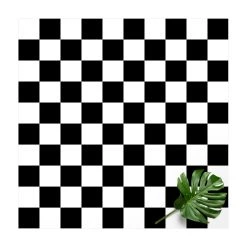 WallArt Vinyl-Teppich - Geometrisches Muster Schachbrett Schwarz Weiß In Schwarz-Weiß