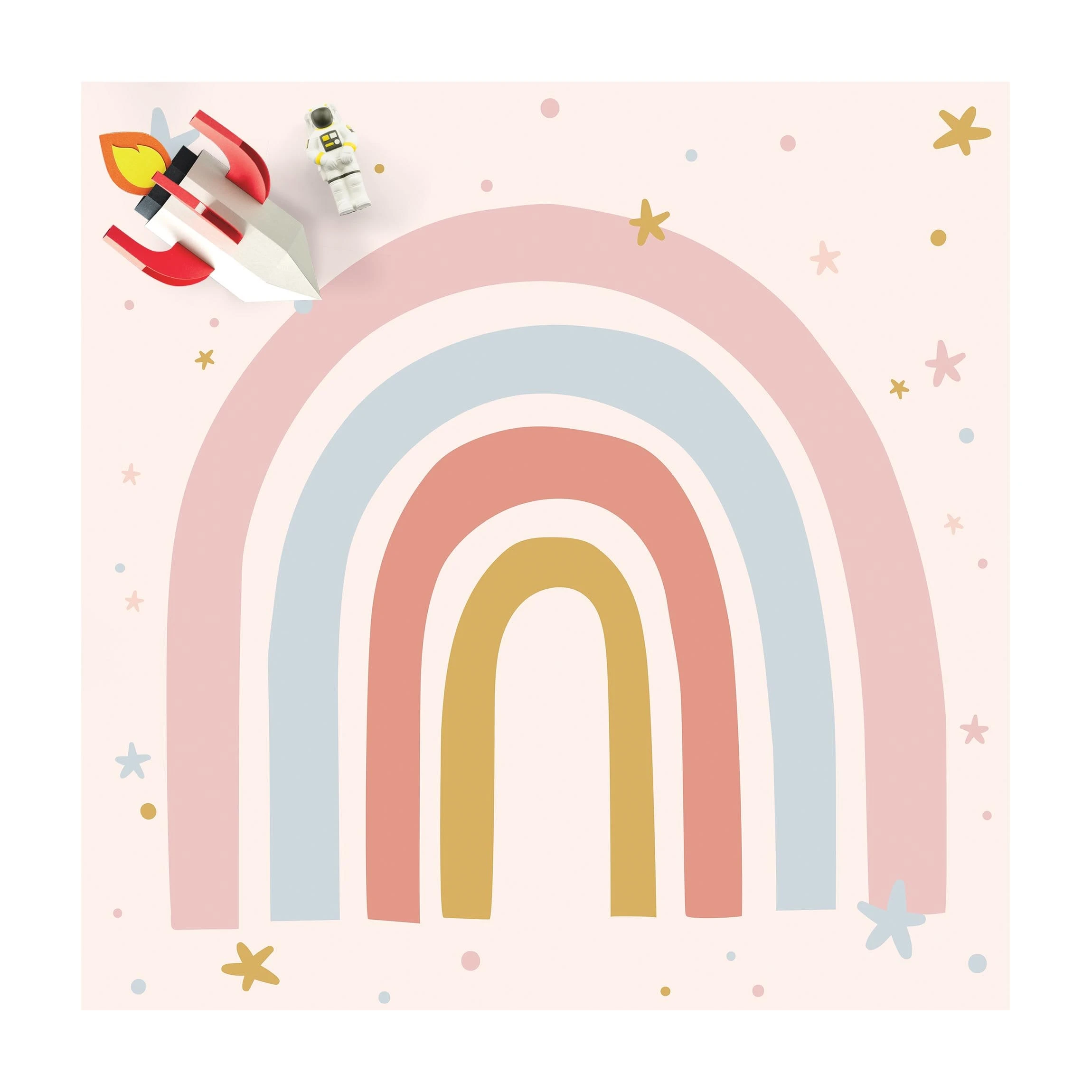 WallArt Vinyl-Teppich - Großer Regenbogen Mit Sternen Und Pünktchen In Pastell