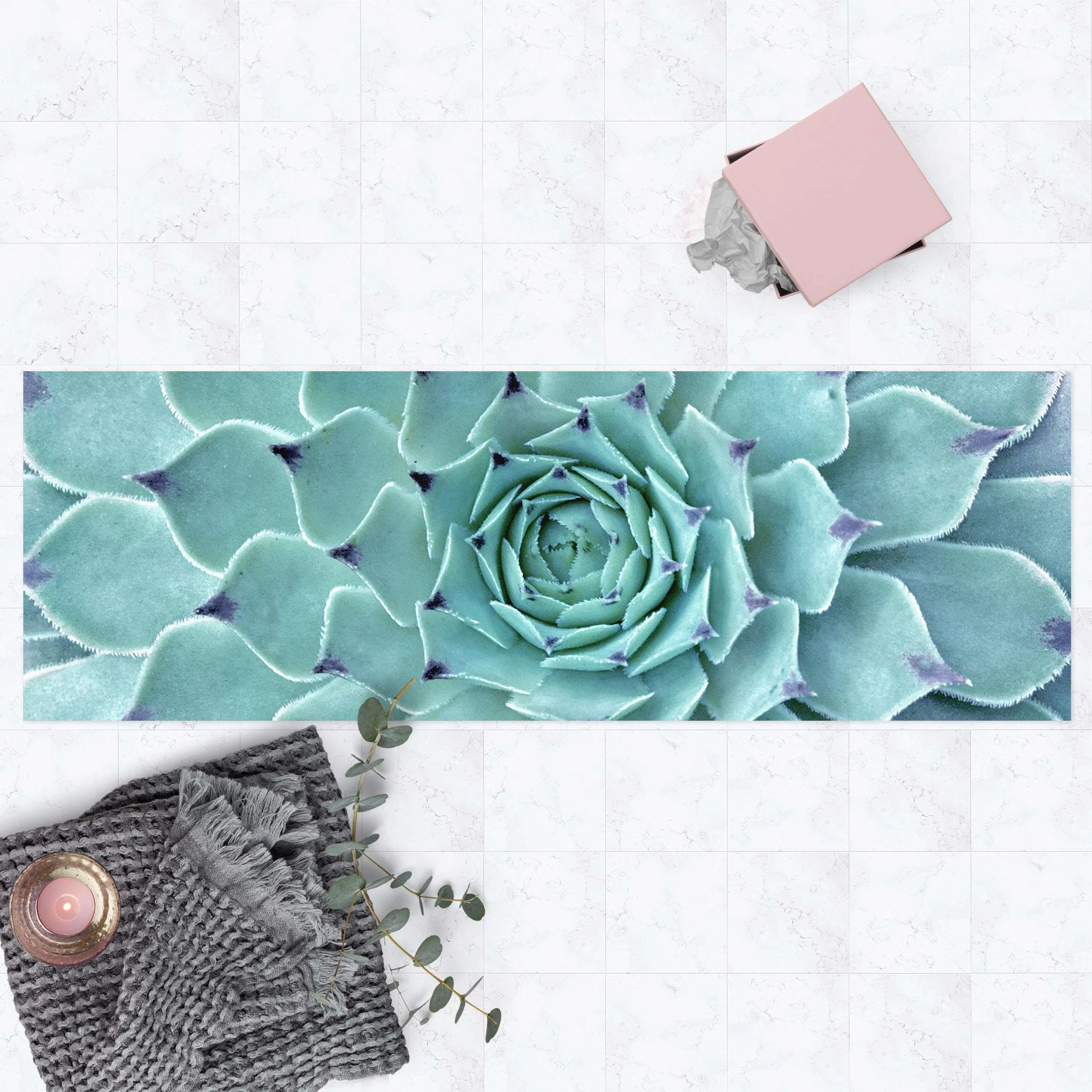 WallArt Vinyl-Teppich - Kaktus Agave In Türkis – Bild 2