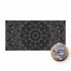WallArt Vinyl-Teppich - Mandala Stern Muster Silber Schwarz In Silber