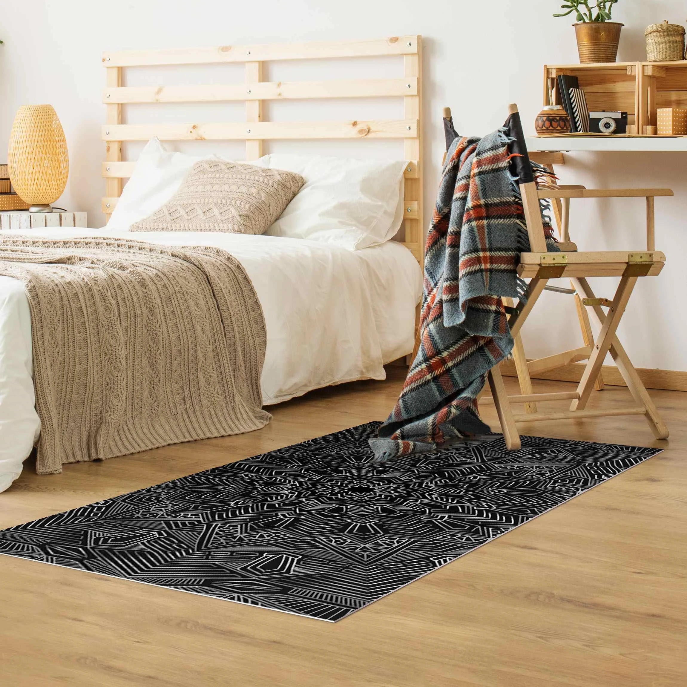 WallArt Vinyl-Teppich - Mandala Stern Muster Silber Schwarz In Silber – Bild 5