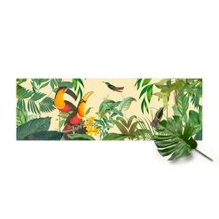 WallArt Vinyl-Teppich - Vintage Collage - Tukan Im Dschungel In Türkis