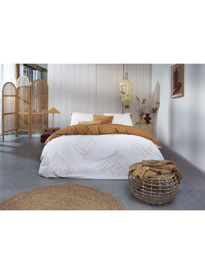 Walra Bettwäsche-Set "Boho Stitches" In Weiß/ Cognac – Bild 5