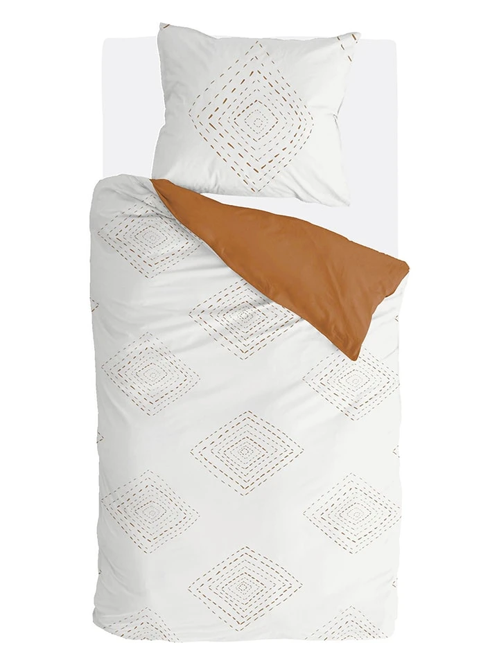 Walra Bettwäsche-Set "Boho Stitches" In Weiß/ Cognac