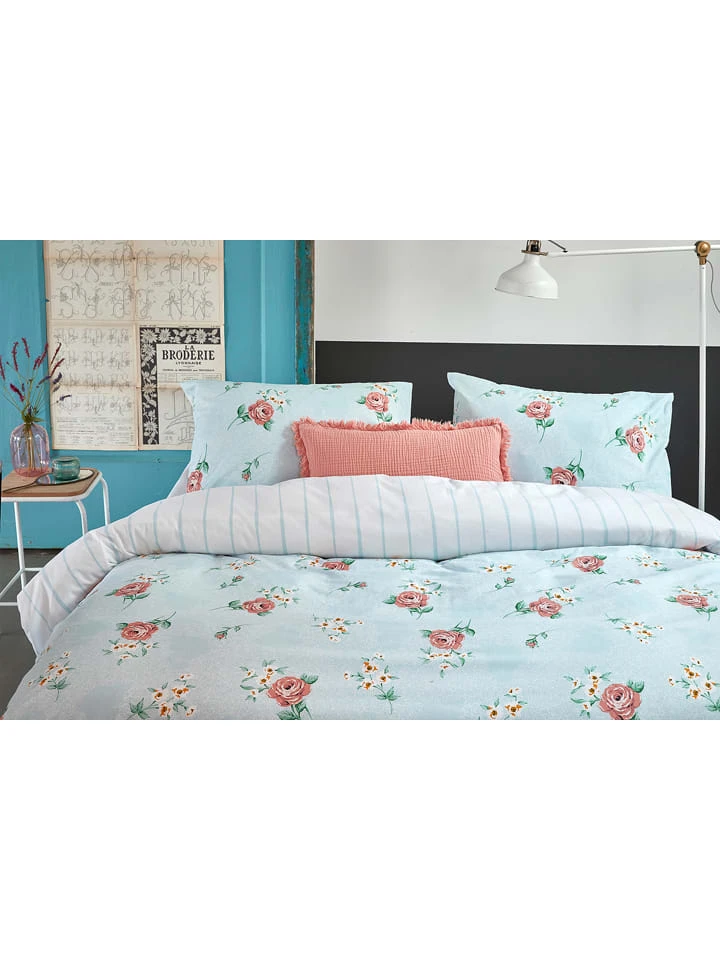 Walra Bettwäsche-Set "Red Roses" In Hellblau – Bild 3