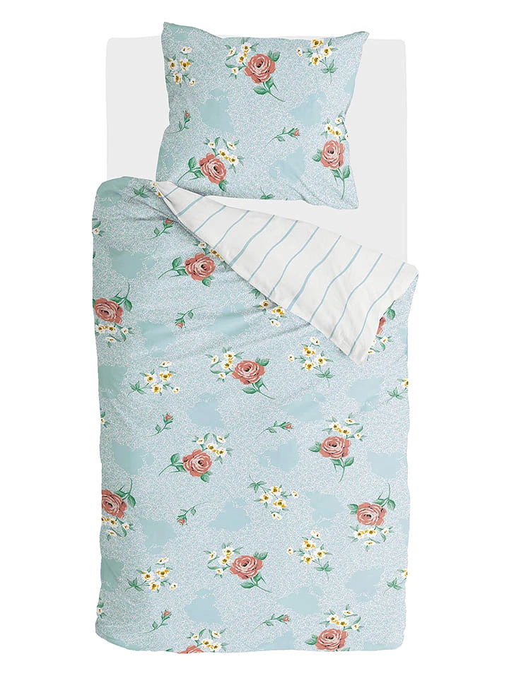 Walra Bettwäsche-Set "Red Roses" In Hellblau