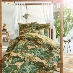 Webschatz Microfaser-Glanz Bettwäsche 'Natalie' 2tlg. In Dunkelgrün