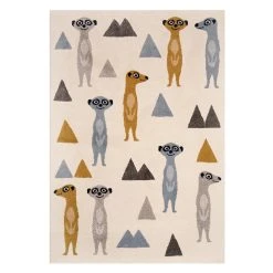 Zala Living Hochflor Kinderteppich Happy Meerkats Creme Bunt 120x170 Cm
